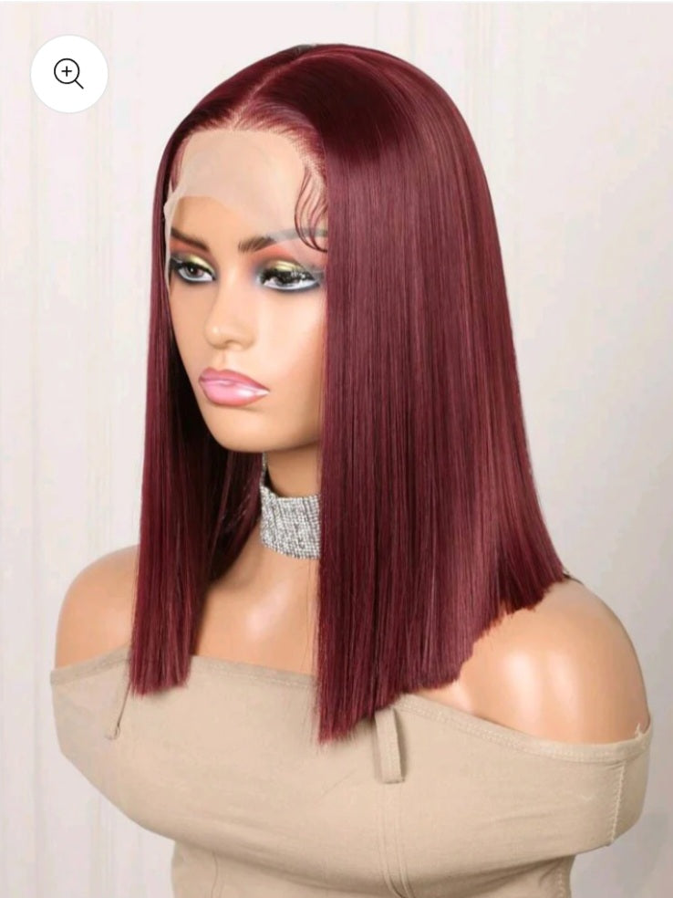 Burgundy Lace Front Wig(human blend)